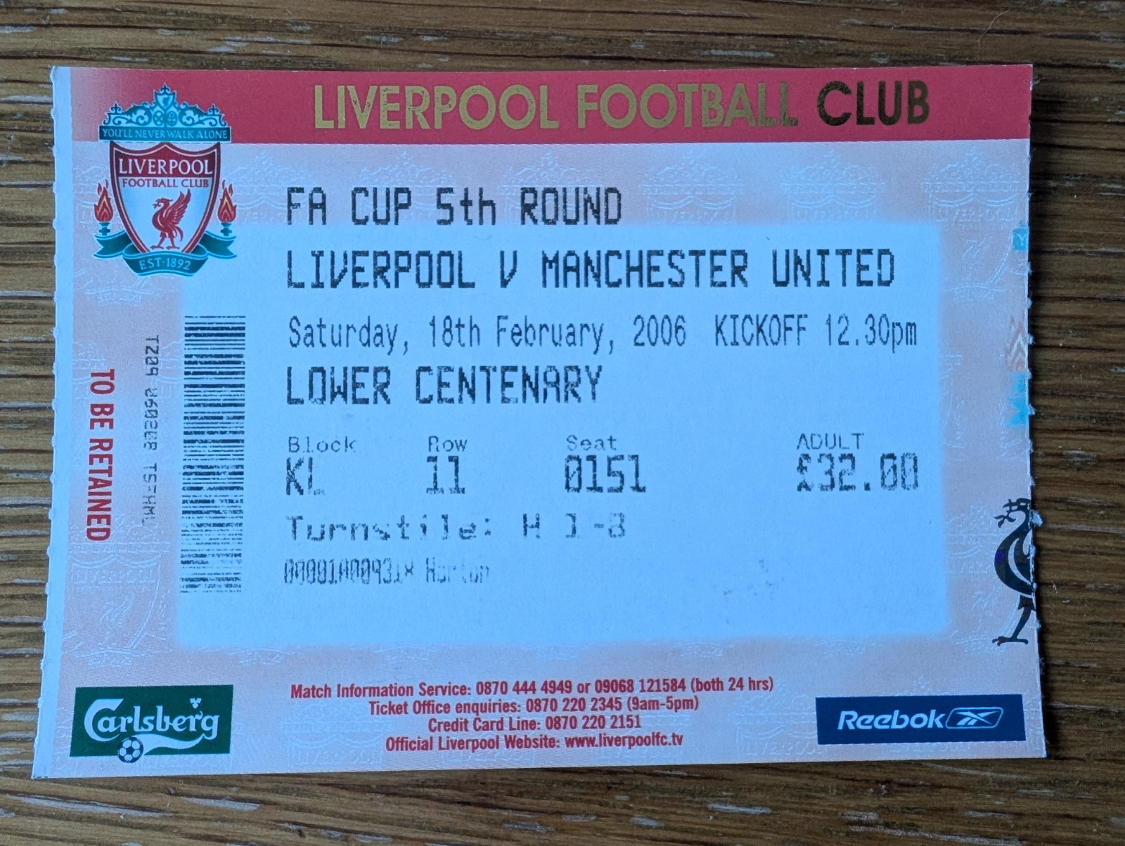 Liverpool v Manchester United 2005/06 FA Cup Ticket for sale on Ebay