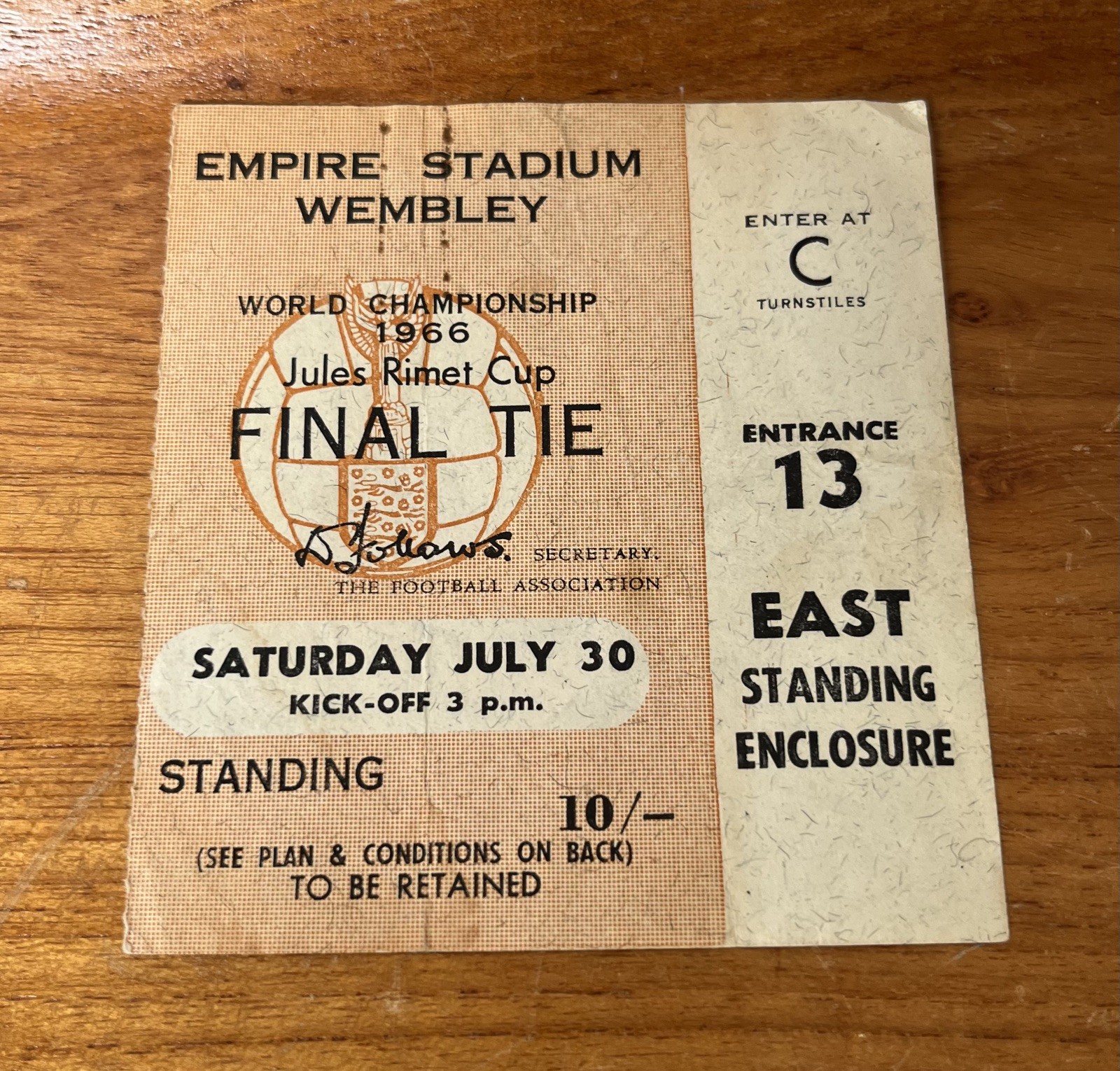 Ticket World Cup 1966 Final Tie - England vs Germany @ Wembley for sale on Ebay