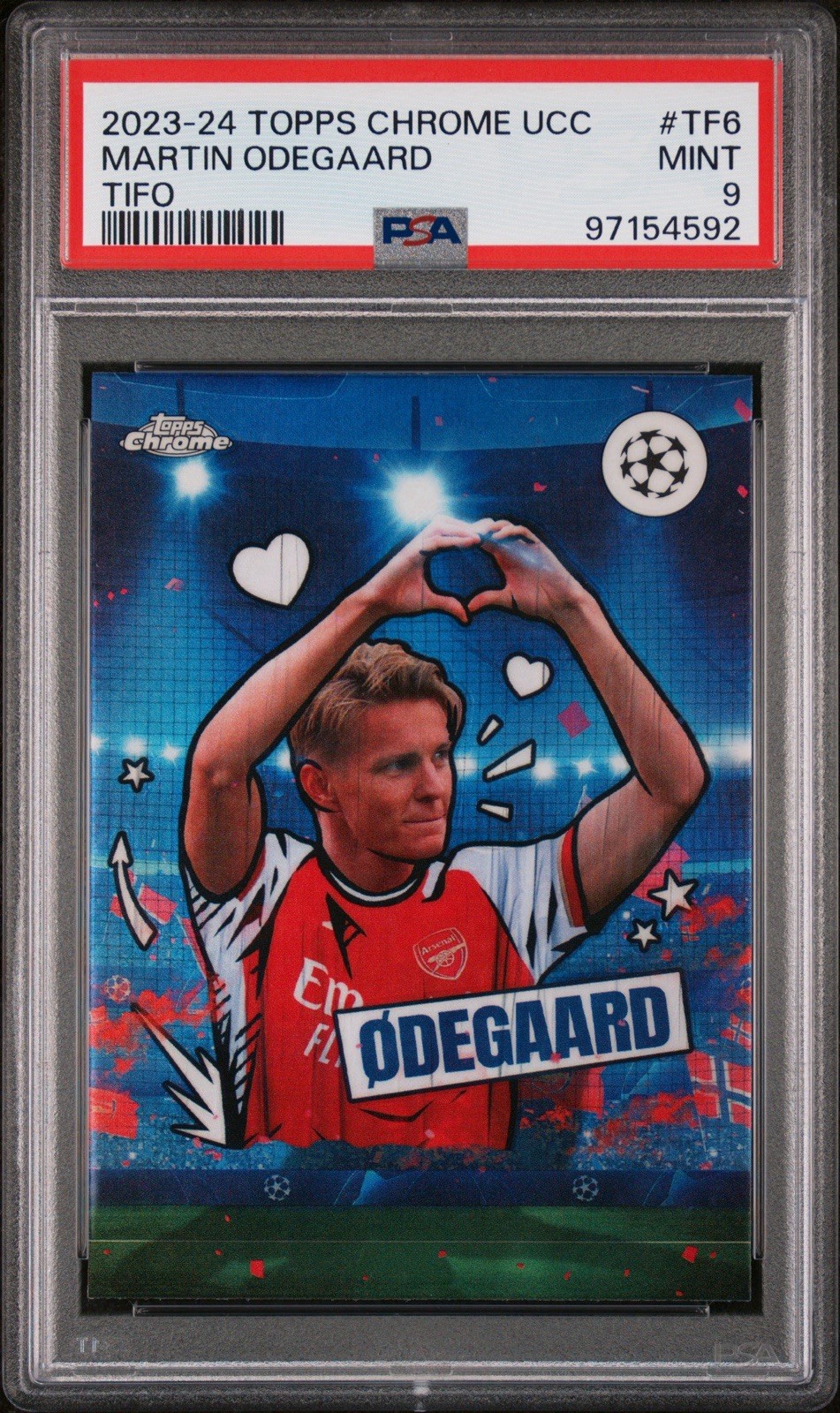 2023-24 Topps Chrome UEFA Martin Odegaard TIFO Arsenal SSP CASE HIT PSA 9  for sale on Ebay