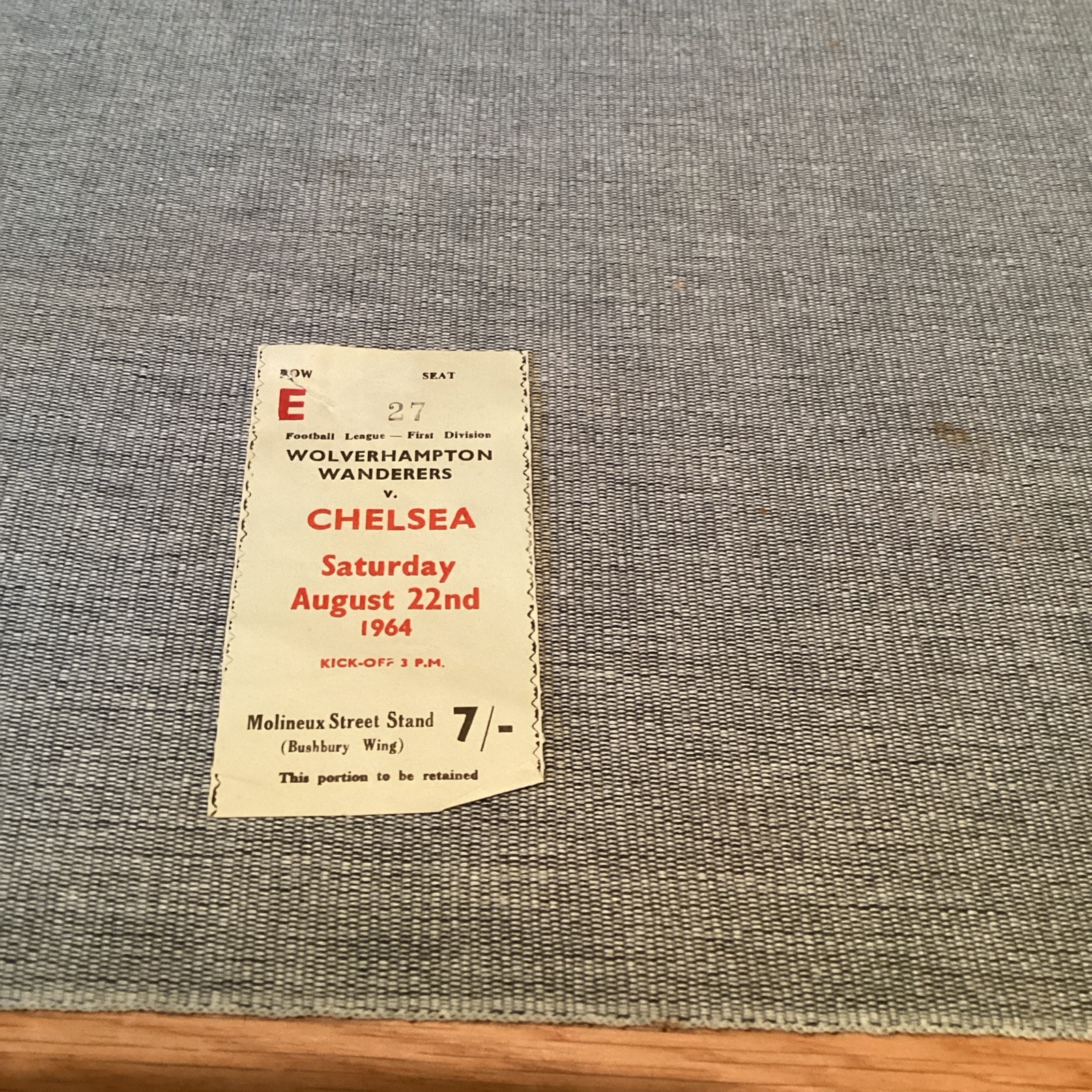 1964/5 Wolves v Chelsea Match ticket. for sale on Ebay