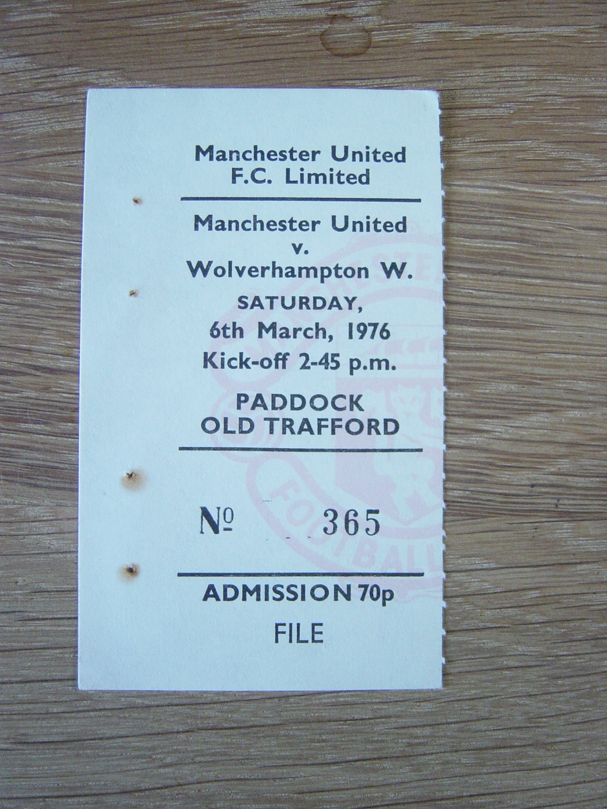 TICKET : 1975/76 FA CUP WOLVES v MANCHESTER UNITED for sale on Ebay