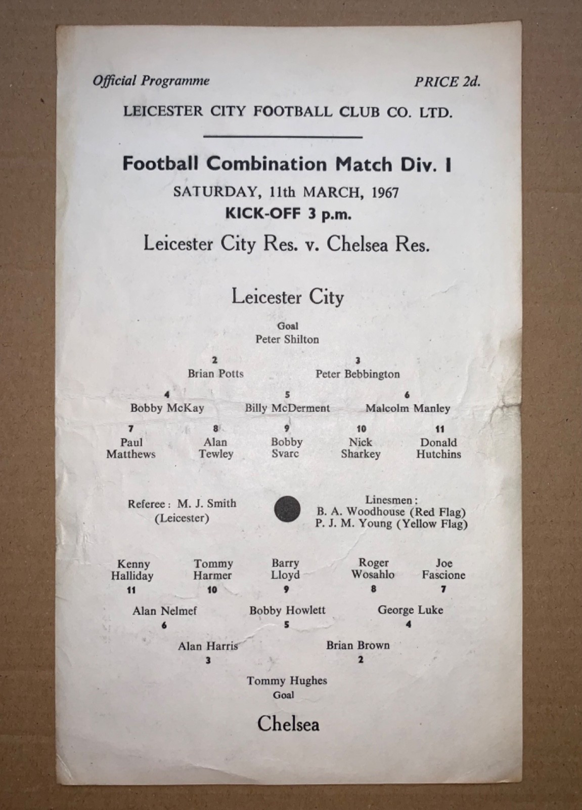 LEICESTER CITY Res v CHELSEA Reserves 1966 1967 FOOTBALL PROGRAMME Memorabilia for sale on Ebay