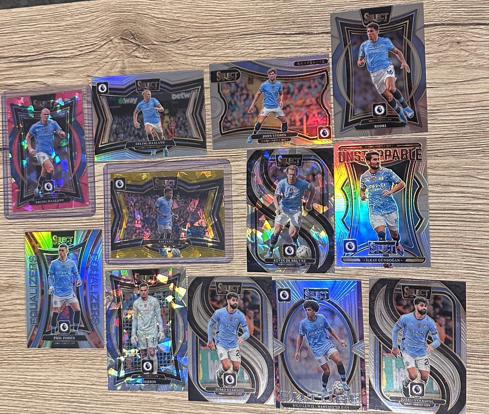 Manchester City Football Card Bundle Inc Savinho Gold Cracked Ice /10 Inserts SP for sale on Ebay