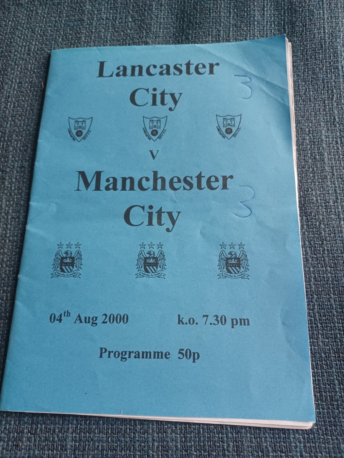 Lancaster City V Manchester City Pre Season Friendly 4/8/2000 for sale on Ebay