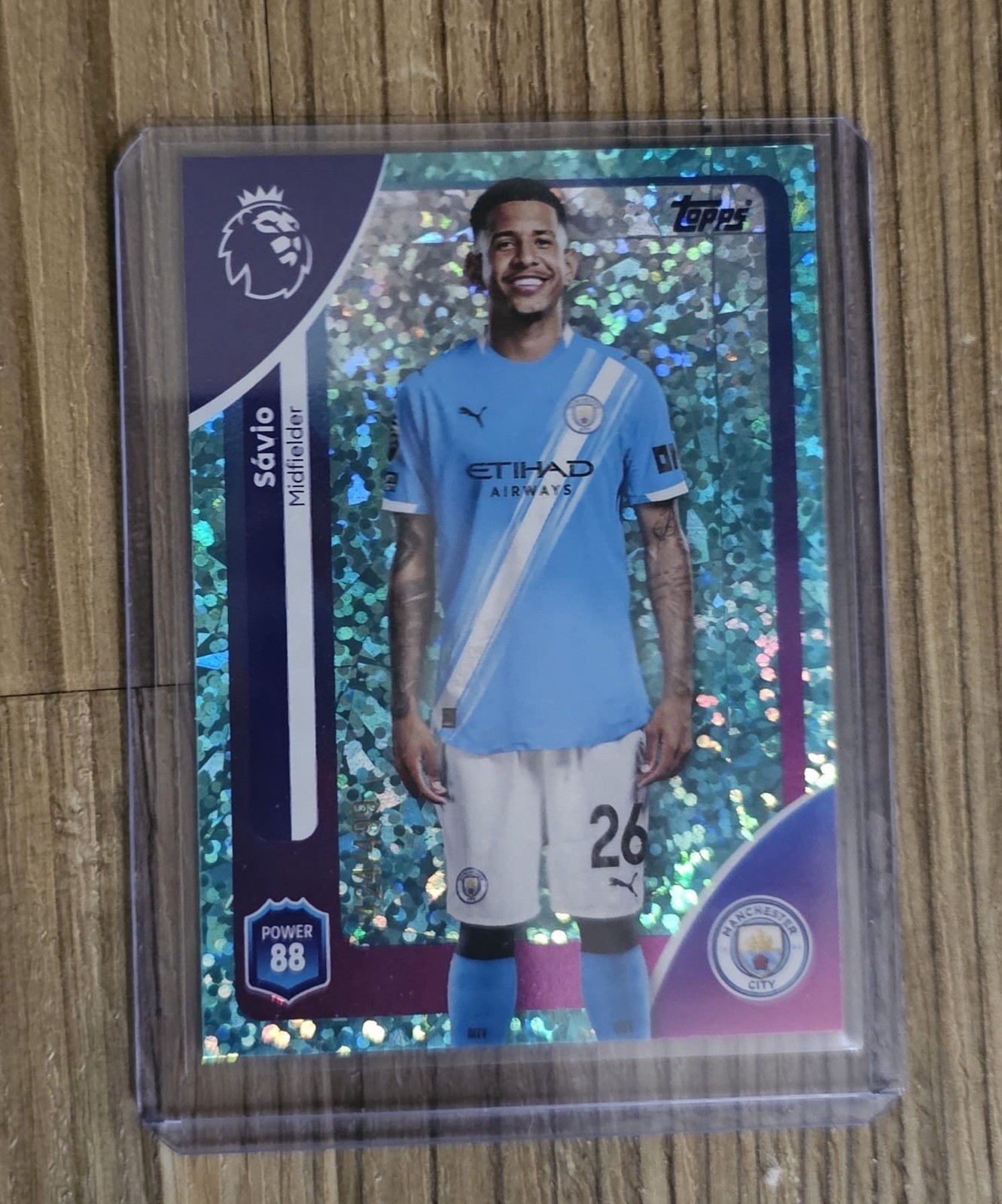 Topps 2025/2026 Premier League Savio Manchester City Aqua 424/499 for sale on Ebay