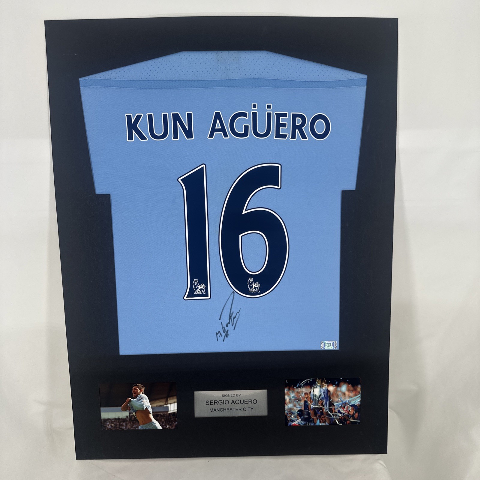 Signed And Framed Sergio Aguero Manchester City Shirt With COA Rare 2011/12 for sale on Ebay