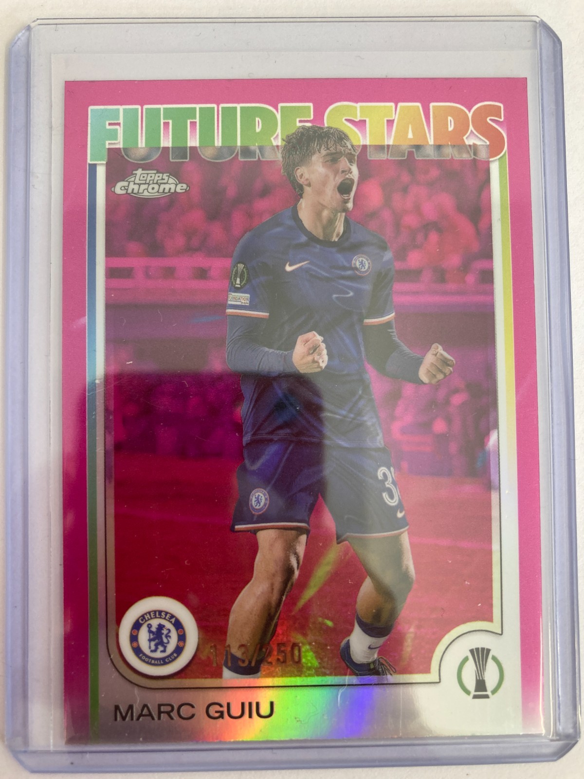 TOPPS CHROME 2025 MARC GUIU CHELSEA PINK FUTURE STARS 113/250. for sale on Ebay
