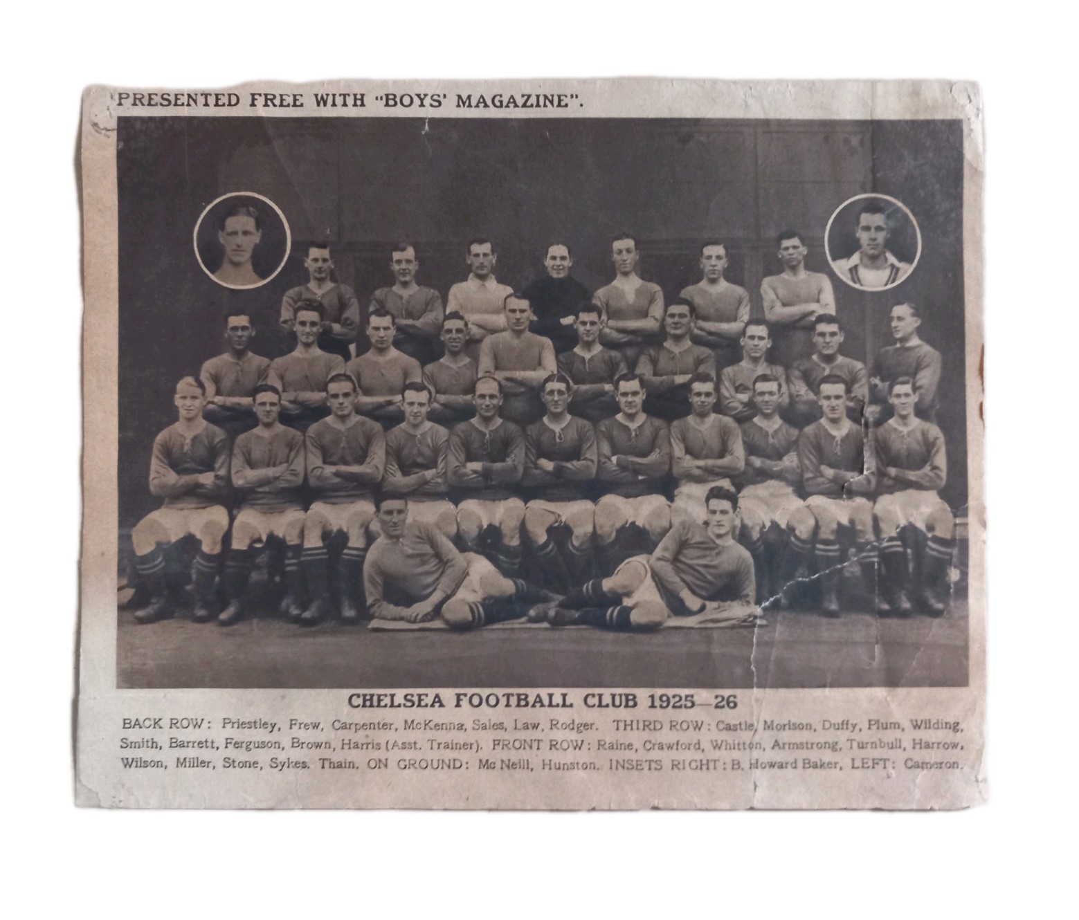 Chelsea Team Group Picture 1925-26 taken from Boys Magazine Supplement.  for sale on Ebay