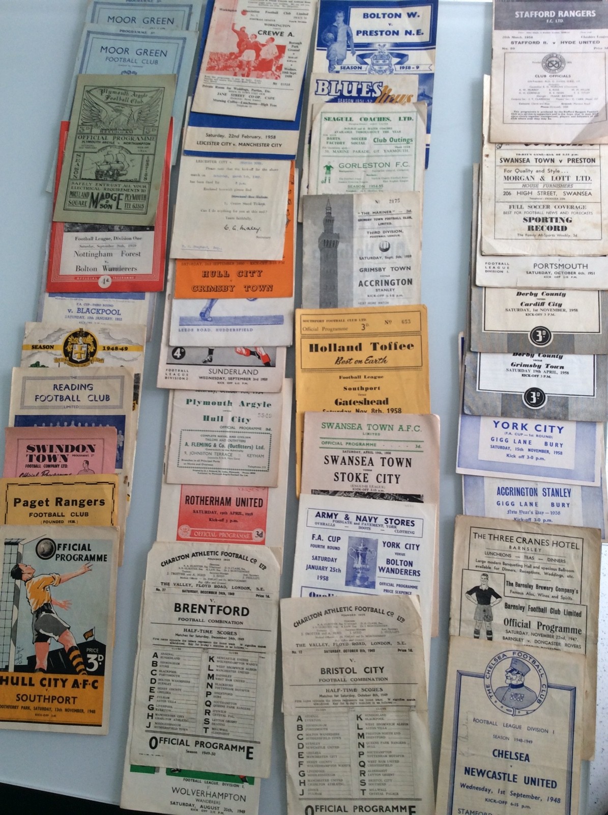 37 X MIXED LEAGUE GAMES FROM 1947 to 1959, FULHAM, CHARLTON, BARNSLEY, BURY ETC for sale on Ebay