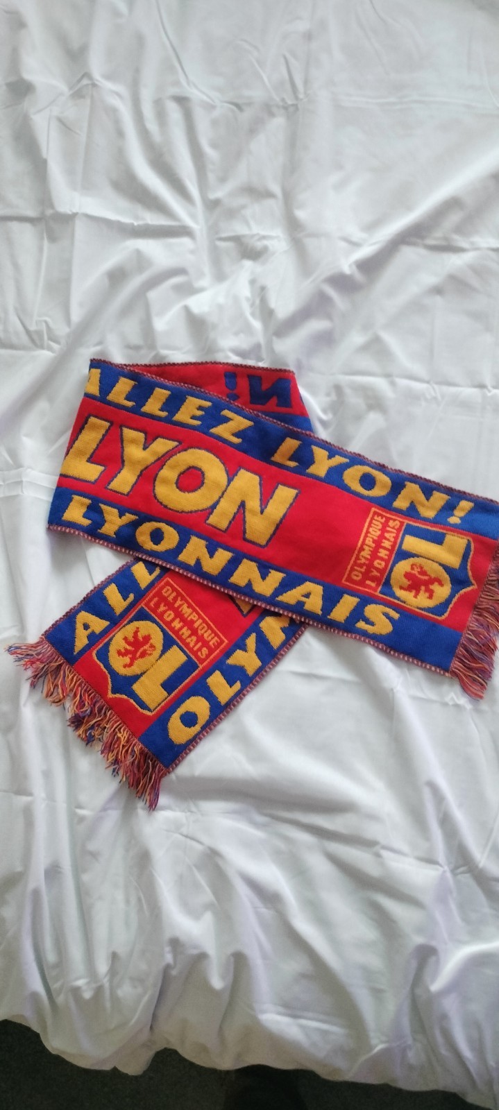 Olympique Lyonnais Retro Red, Blue And Yellow Football Scarf for sale on Ebay