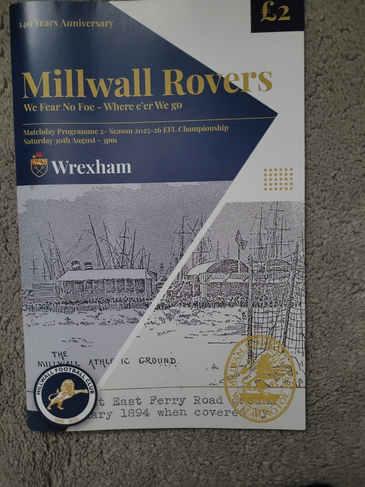 Millwall FC v Wrexham FC 30/8/25 for sale on Ebay