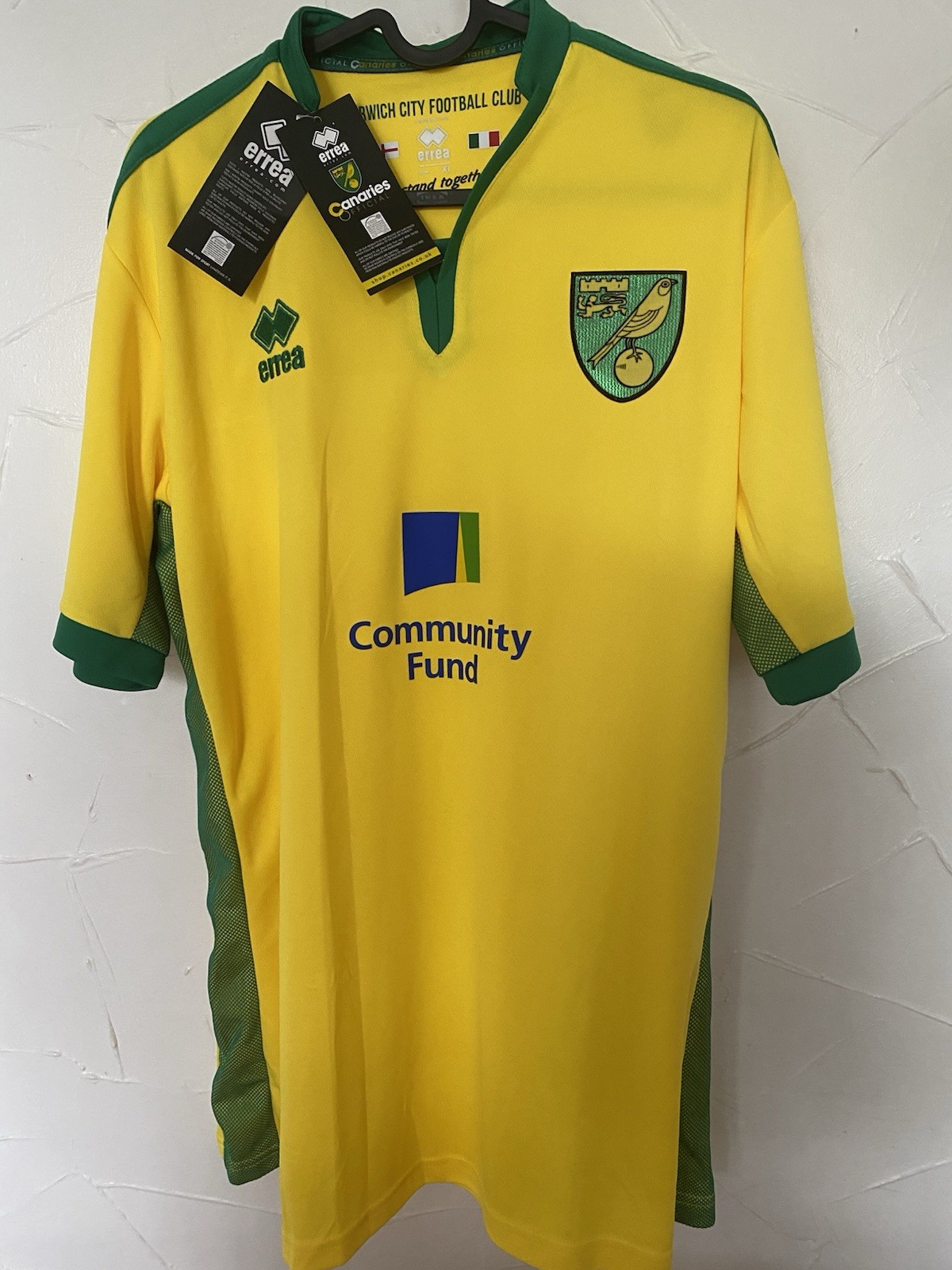 Norwich City 2016/17 Errea Home Shirt XL (Tight) Yellow Football Jersey BNWT for sale on Ebay