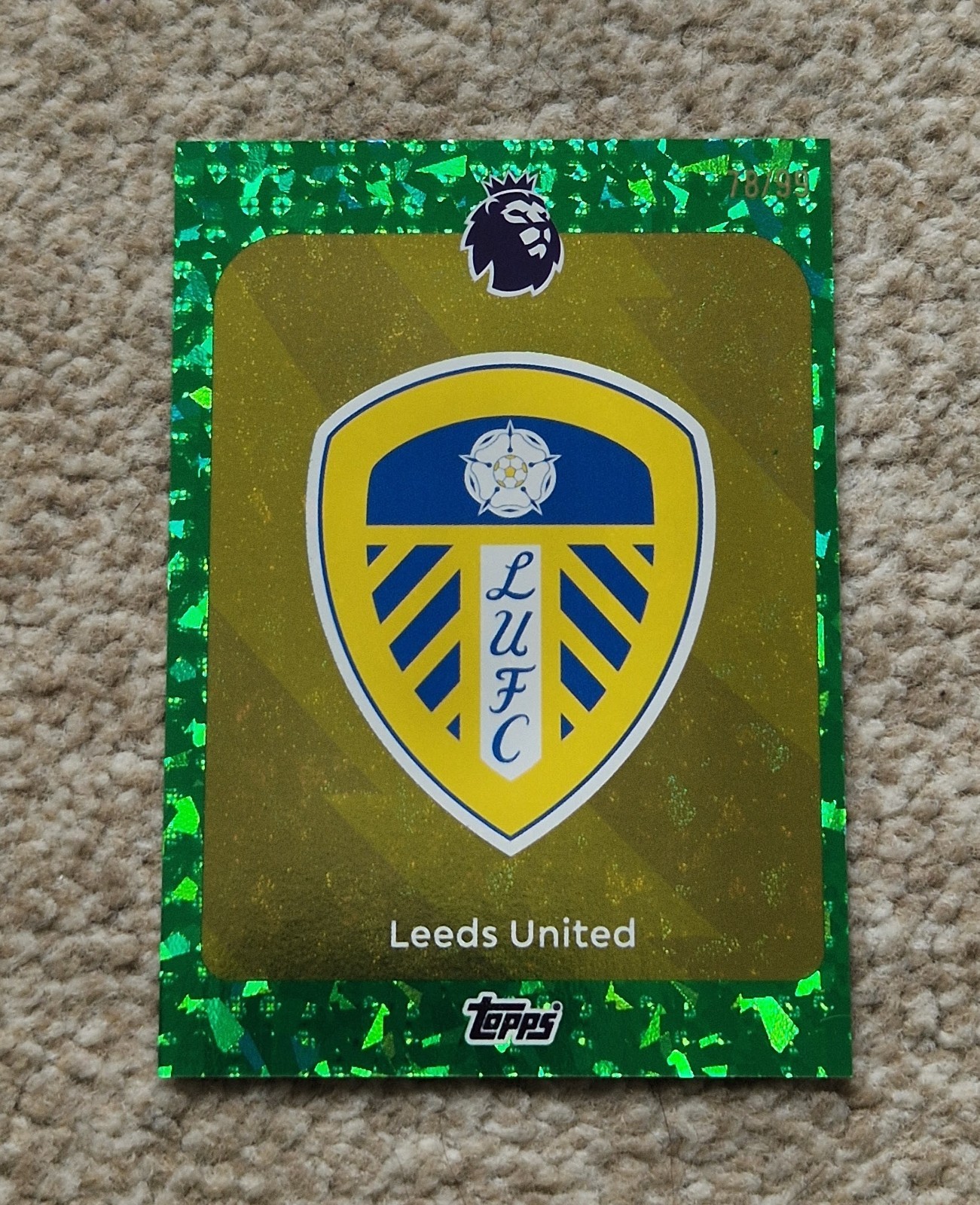 Leeds United Badge /99 #325 Green Sparkle Card - Topps Premier League 2026 for sale on Ebay