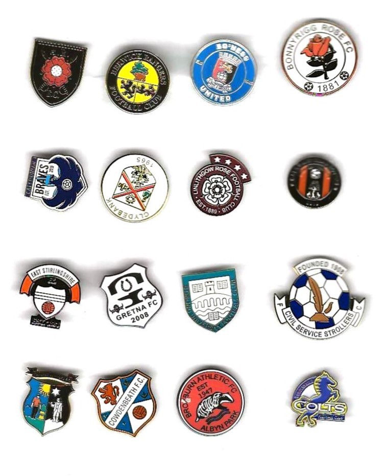 SCOTTISH LOWLAND  CLUB BADGES SET OF 16 for sale on Ebay