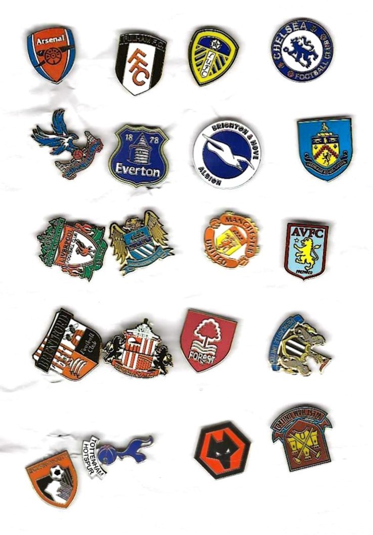 ENGLISH PREMIER LEAGUE LOGOS SET OF 20 for sale on Ebay