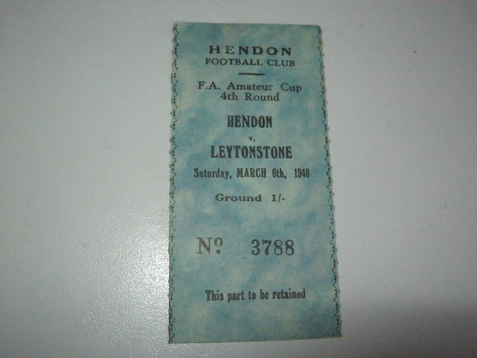 TICKET OF HENDON FOOTBALL CLUB ( HENDON V LEYTONSTONE ) ( 1948 ) for sale on Ebay