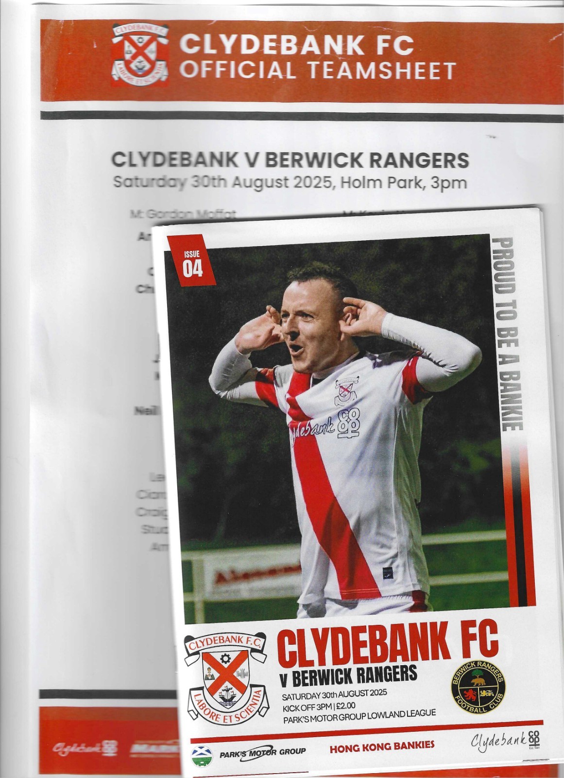 25/26 CLYDEBANK V BERWICK RANGERS (SCOTTISH LOWLAND LGE)(FIRST) for sale on Ebay