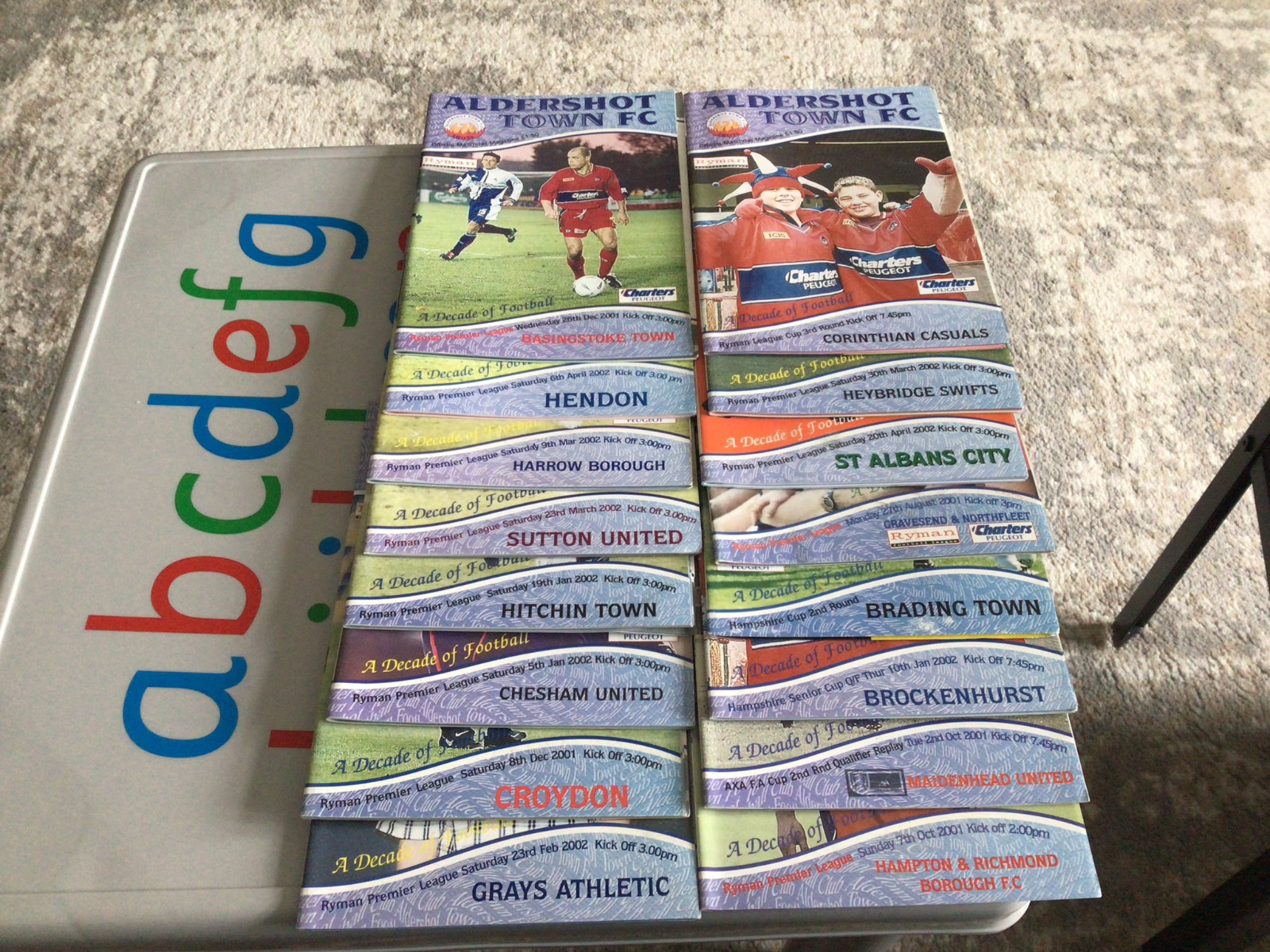 16 Aldershot town football programmes  2001-02 for sale on Ebay
