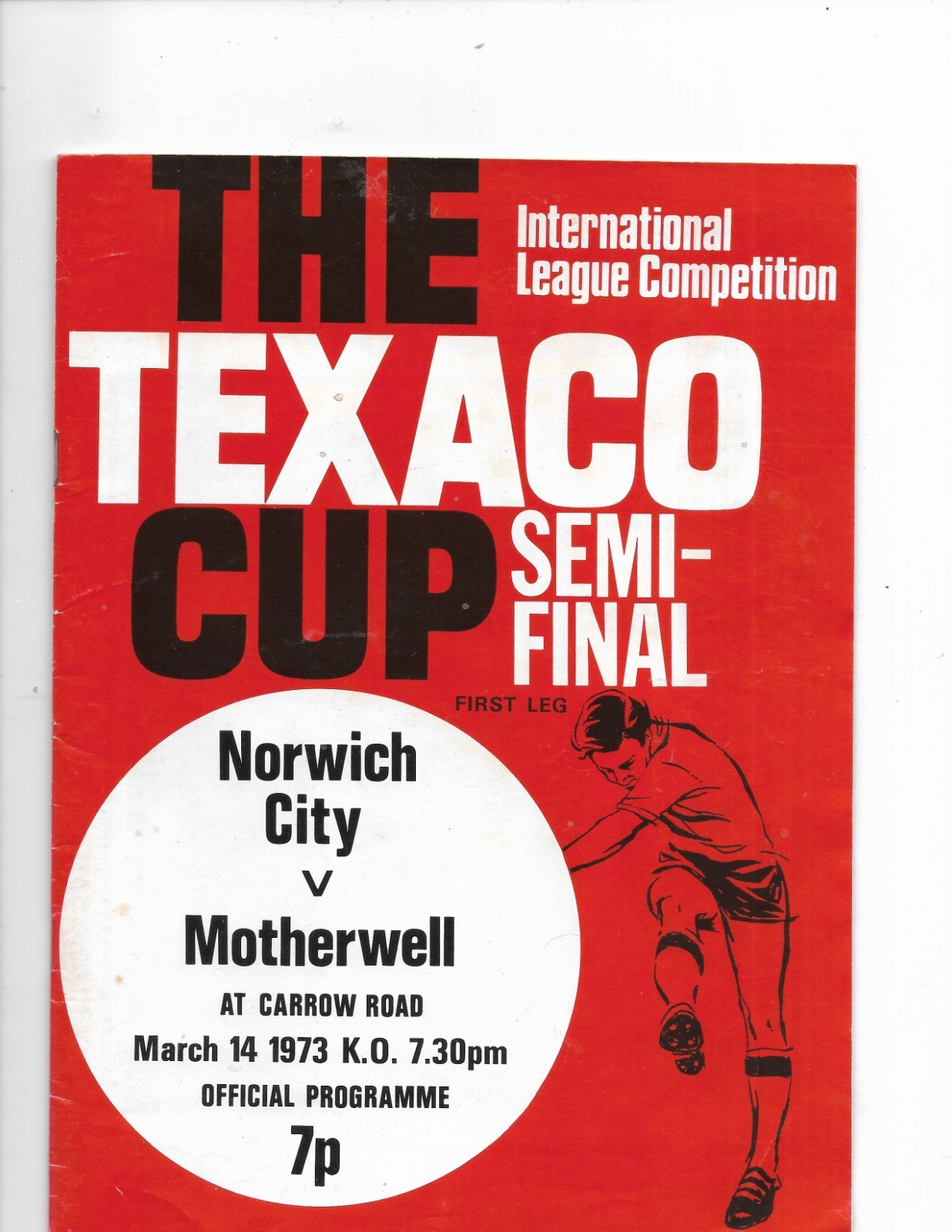 Norwich City 3 home Texaco cup 1972/73 v Dundee ,Leicester & Motherwell(semi) for sale on Ebay
