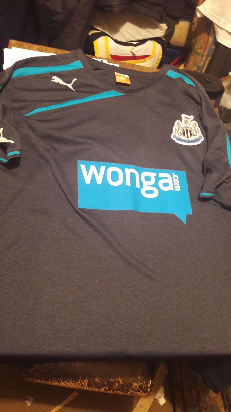 Newcastle United FC 2013/14 Mens  XXL Navy Blue Wonga Away Football Shirt for sale on Ebay