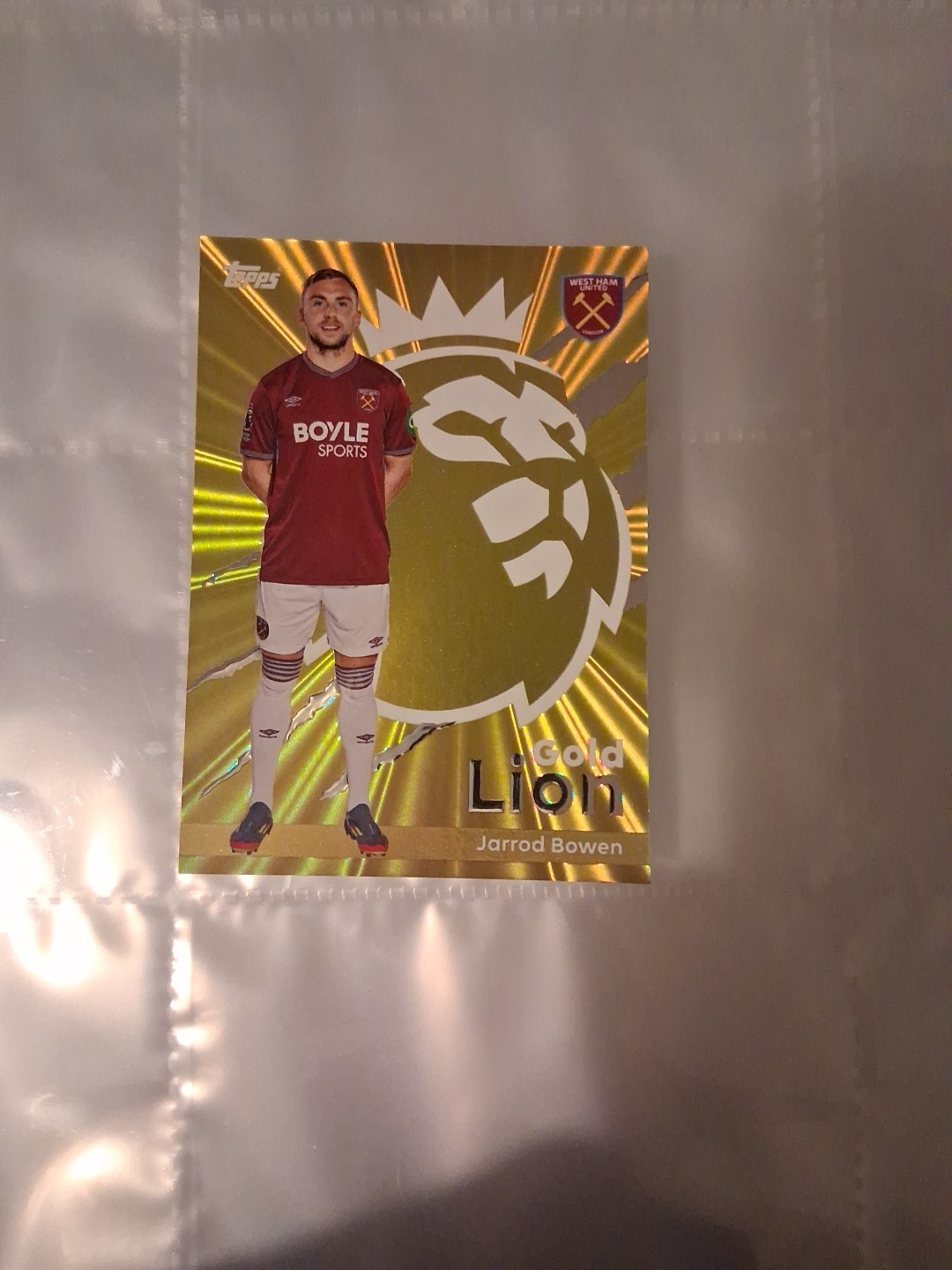 TOPPS PREMIER LEAGUE 2026 JARROD BOWEN GOLD LION INSERT WEST HAM UNITED 2025/26 for sale on Ebay