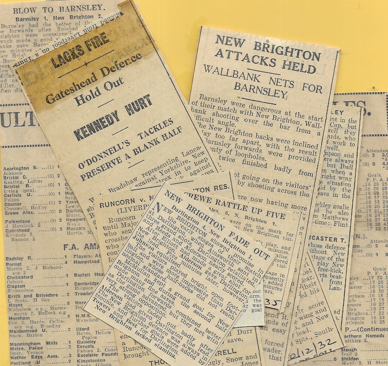 17 x PRE-WAR NEW BRIGHTON FC NEWSPAPER CUTTINGS (MAINLY MATCH REPORTS) for sale on Ebay