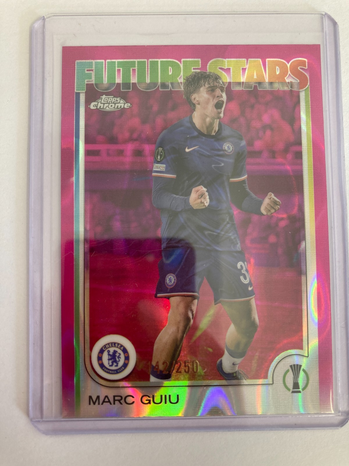 TOPPS CHROME 2025 MARC GUIU CHELSEA PINK WAVE FUTURE STARS 142/250. for sale on Ebay