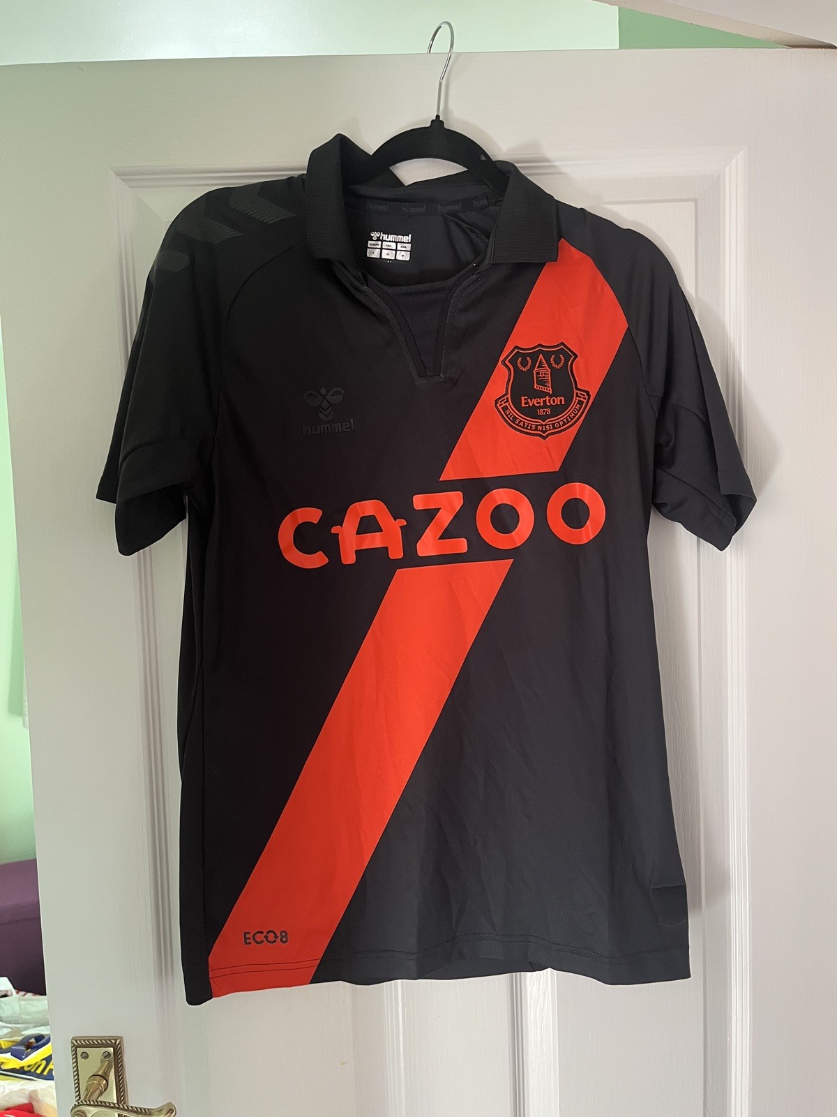 Hummel Everton FC Mens 2021-22 Away Shirt Jersey Size Small Black/Orange.  for sale on Ebay