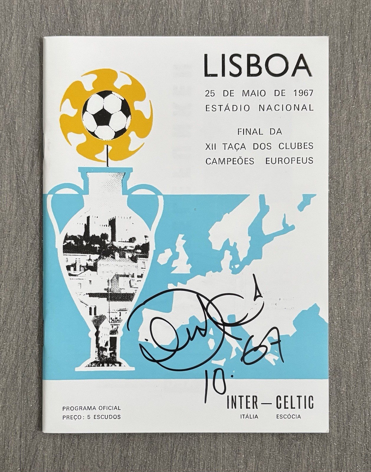 Bertie Auld Signed  1967 European Cup Programme / Celtic / Lisbon Lions COA for sale on Ebay