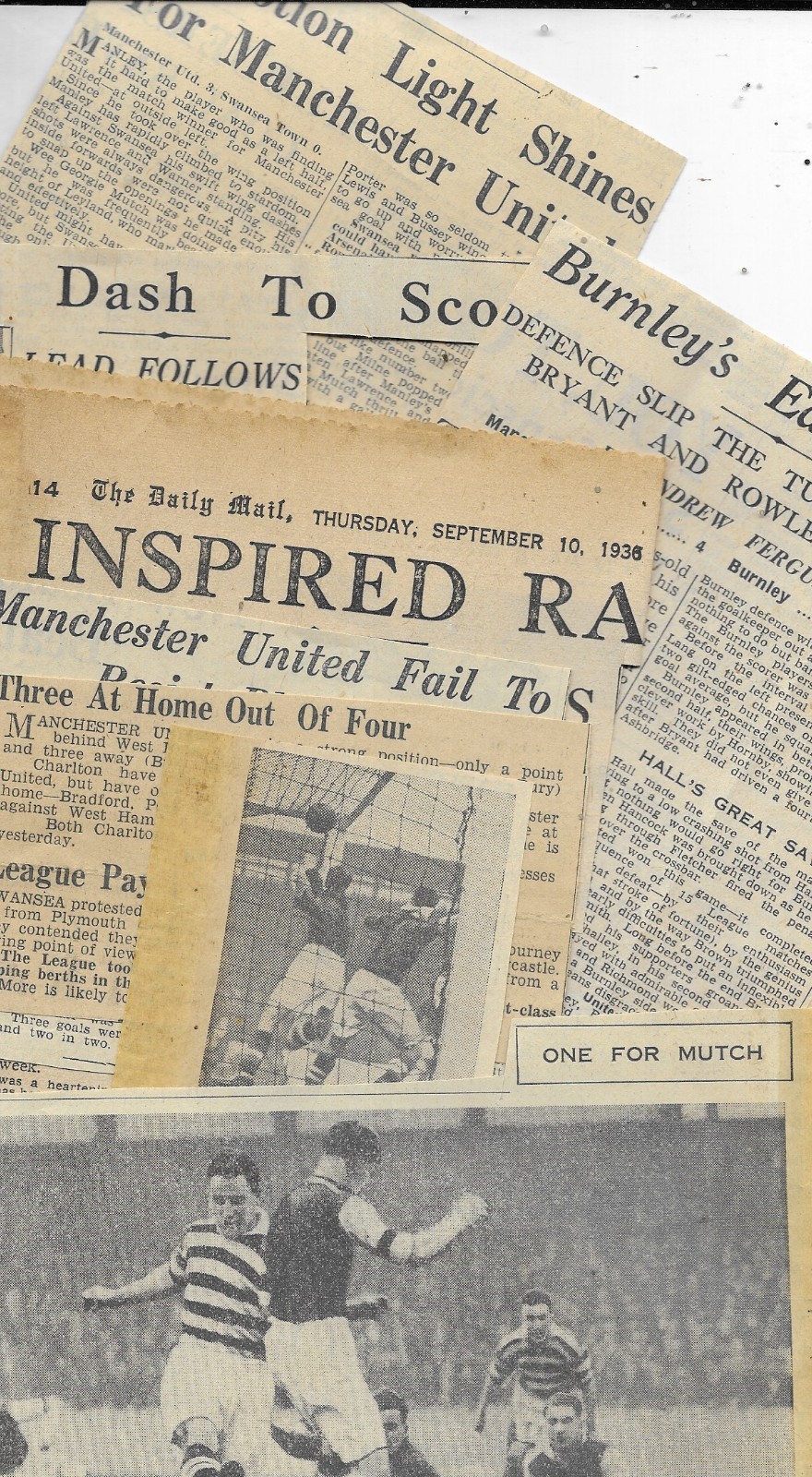 21 x PRE-WAR MANCHESTER UNITED NEWSPAPER CUTTINGS (MANY MATCH REPORTS) for sale on Ebay