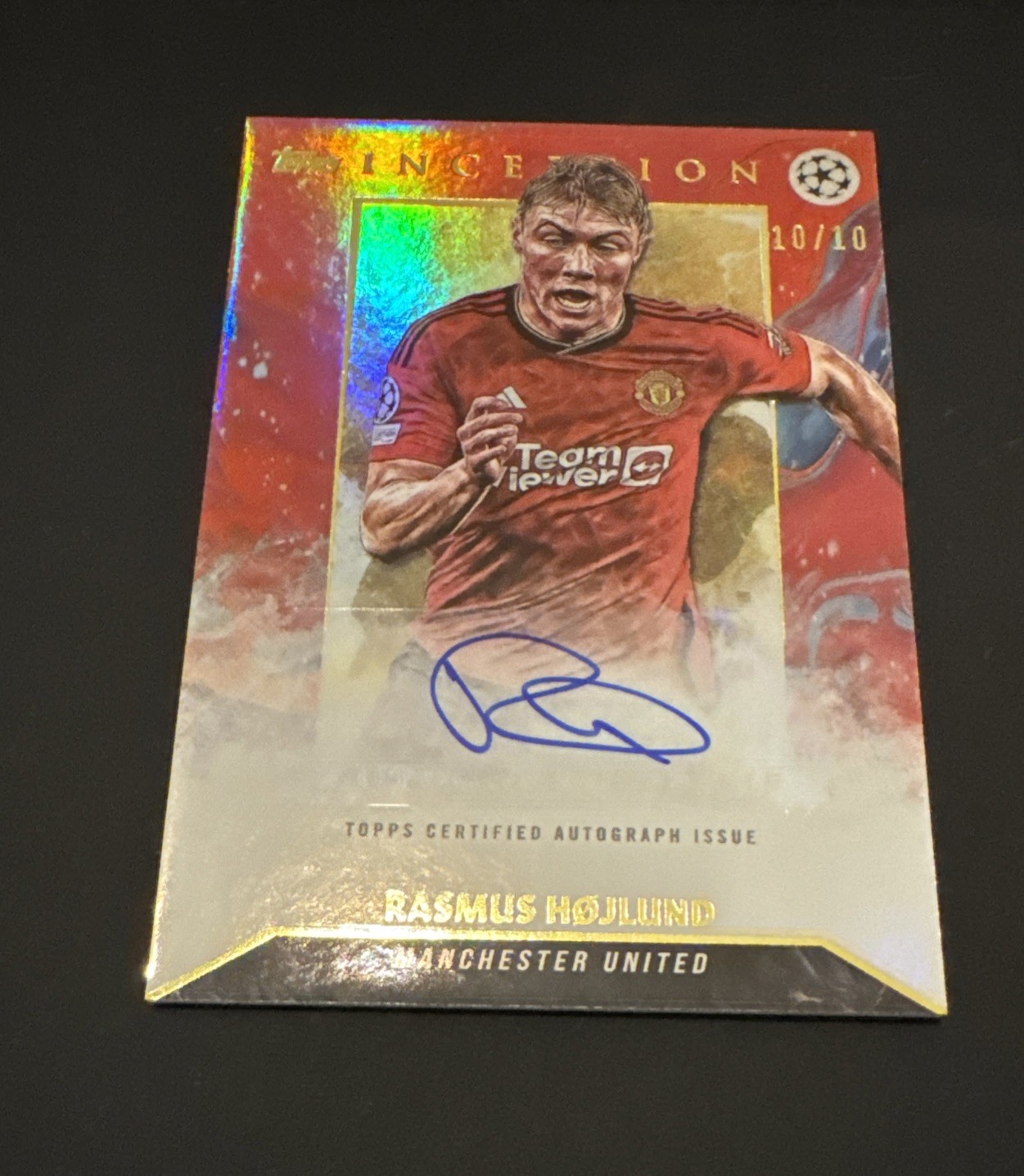 Topps Inception 2023-24 Rasmus Hojlund Manchester United Auto /10 10/10 SSP for sale on Ebay