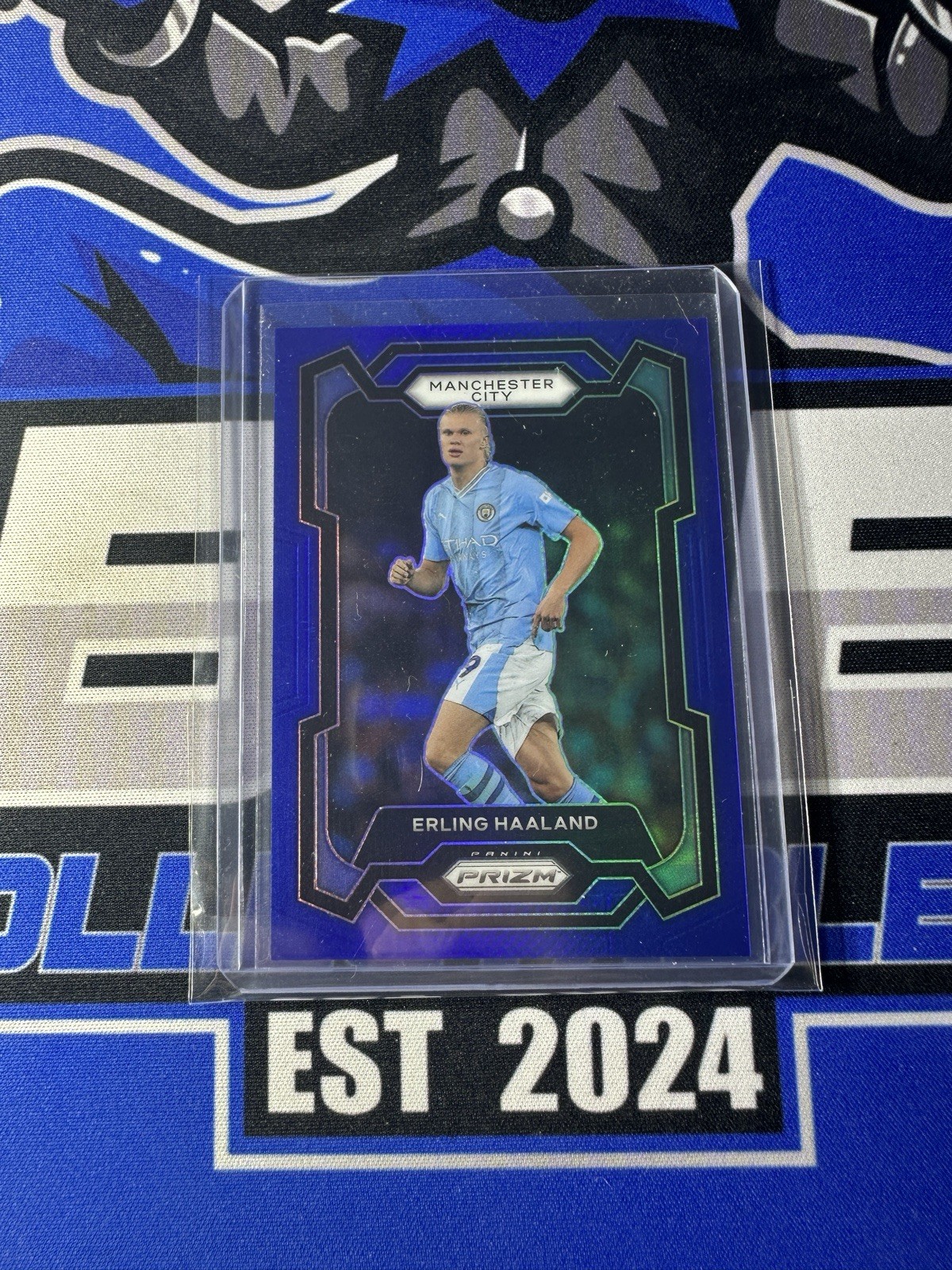 2023-24 Prizm EPL Erling Haaland Blue Prizm Manchester City /299 for sale on Ebay