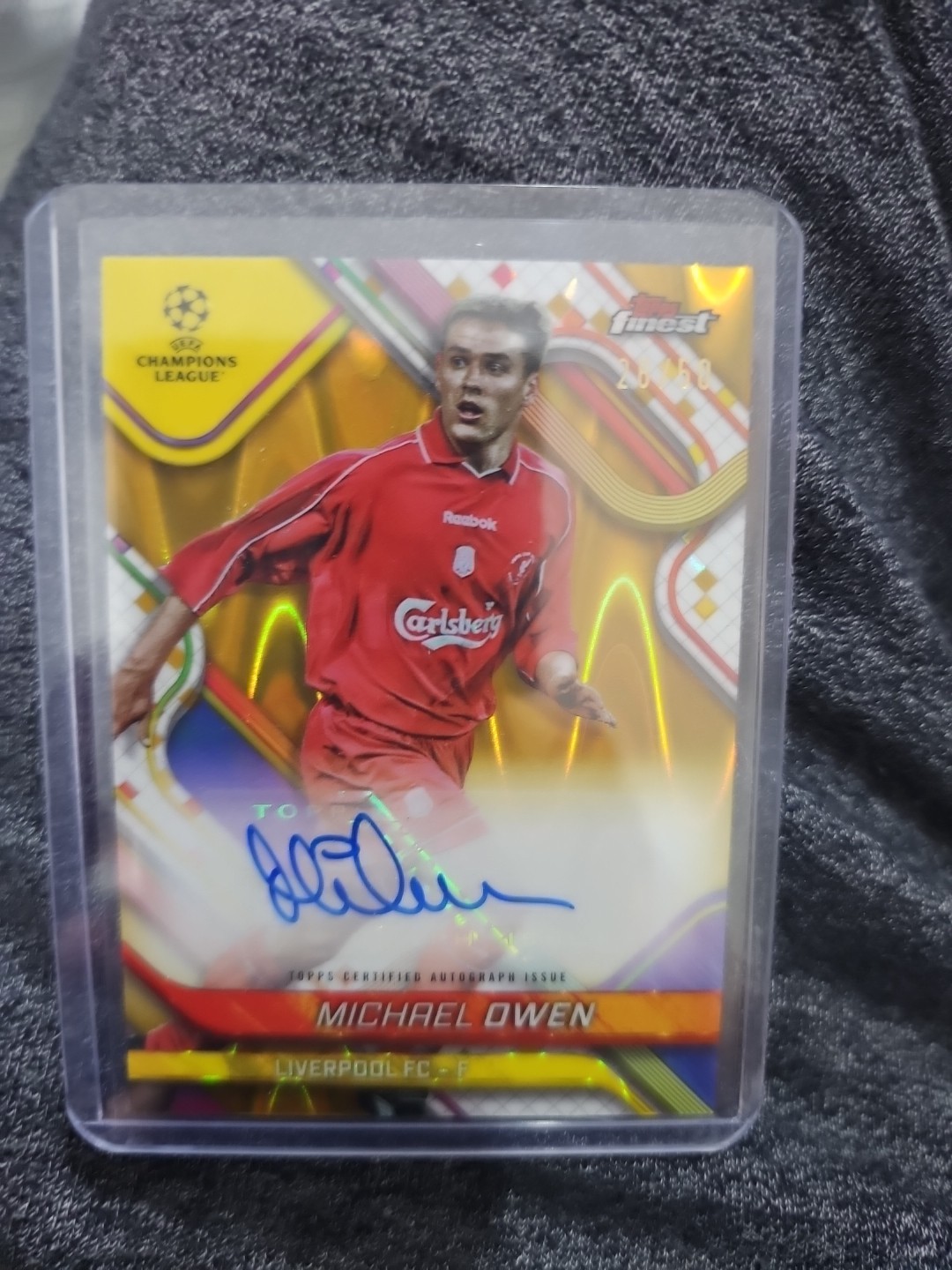 Michael Owen Auto /50 Liverpool 2024-25 Topps Finest UCC Gold Wave for sale on Ebay