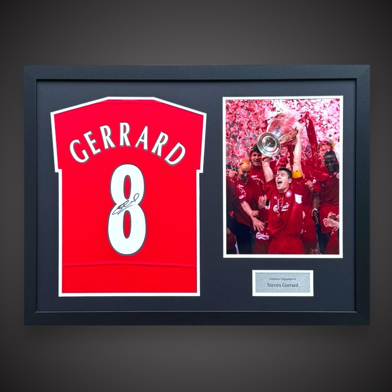 Steven Gerrard Liverpool Signed &Framed Shirt With Pic  Retail 299 COA Bid £175 for sale on Ebay