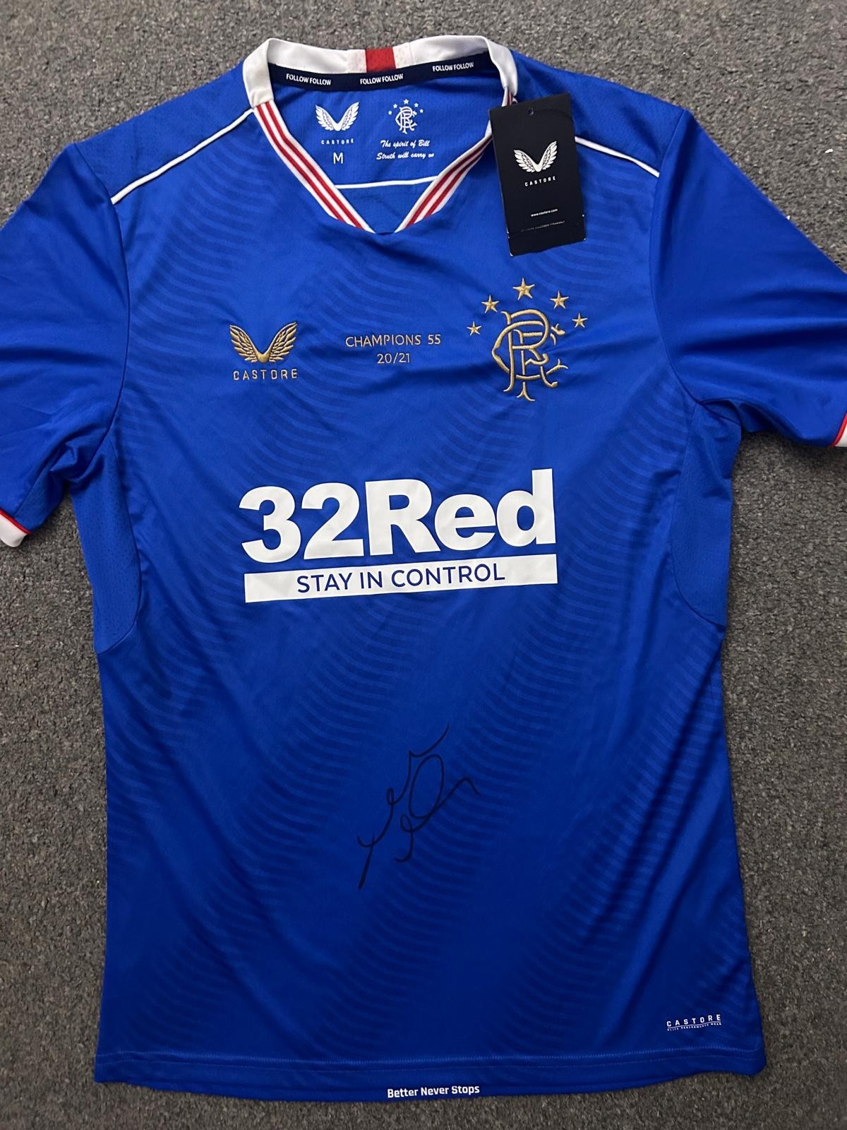 ALLAN MCGREGOR SIGNED RANGERS CHAMPIONS 55 SHIRT WITH PROOF for sale on Ebay