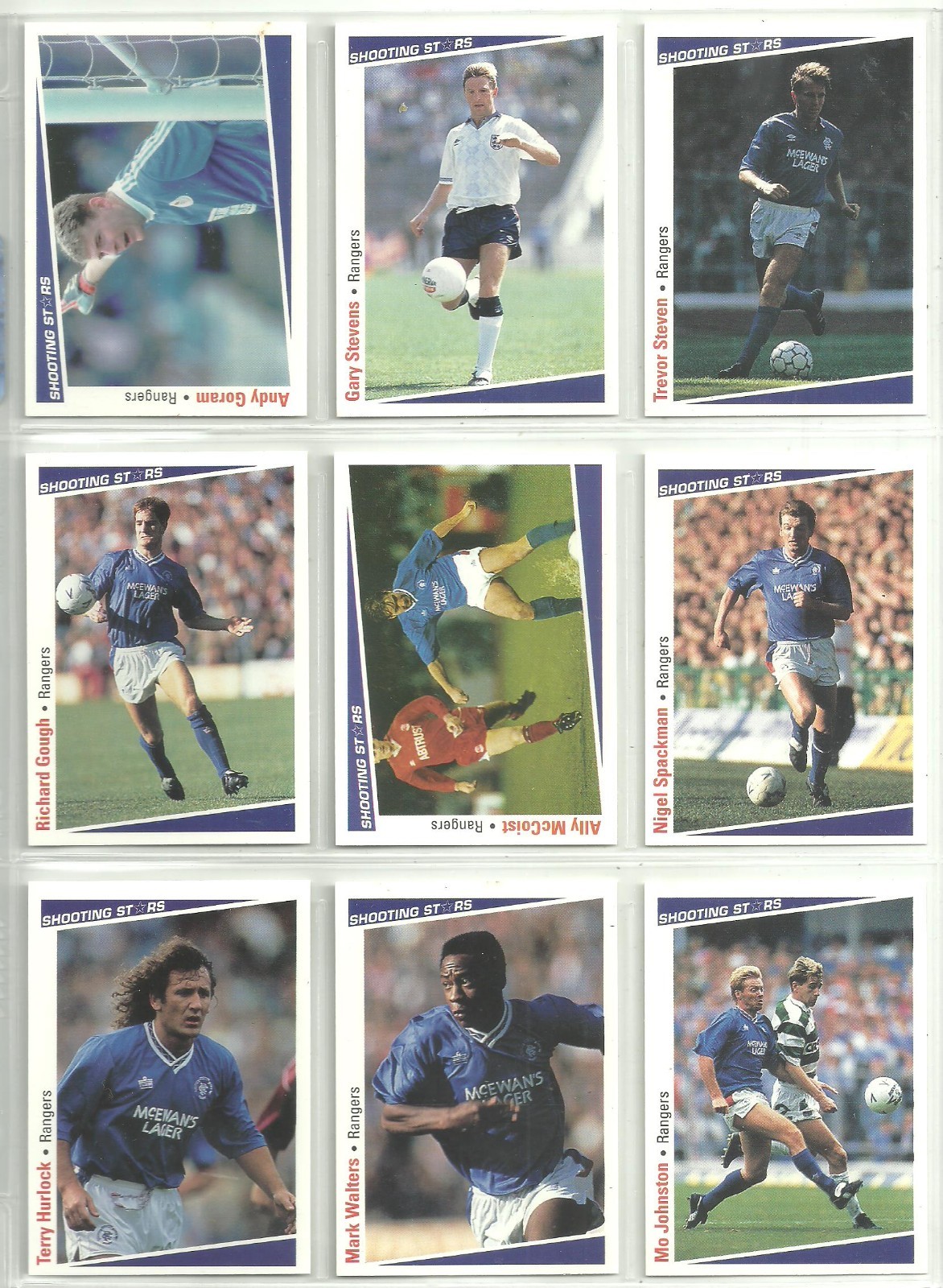 ALL 15 - GLASGOW RANGERS - 1991-92 Merlin Shooting Stars Cards for sale on Ebay