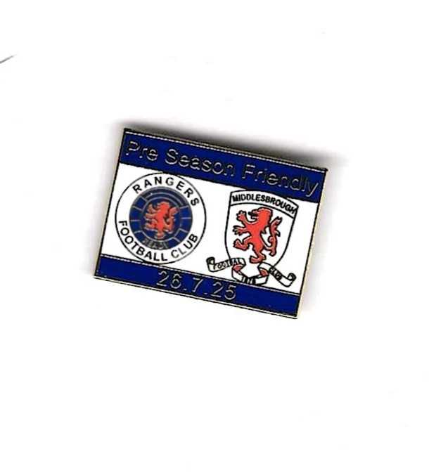 RANGERS V MIDDLESBOROUGH MATCH BADGE 26/7/25 for sale on Ebay