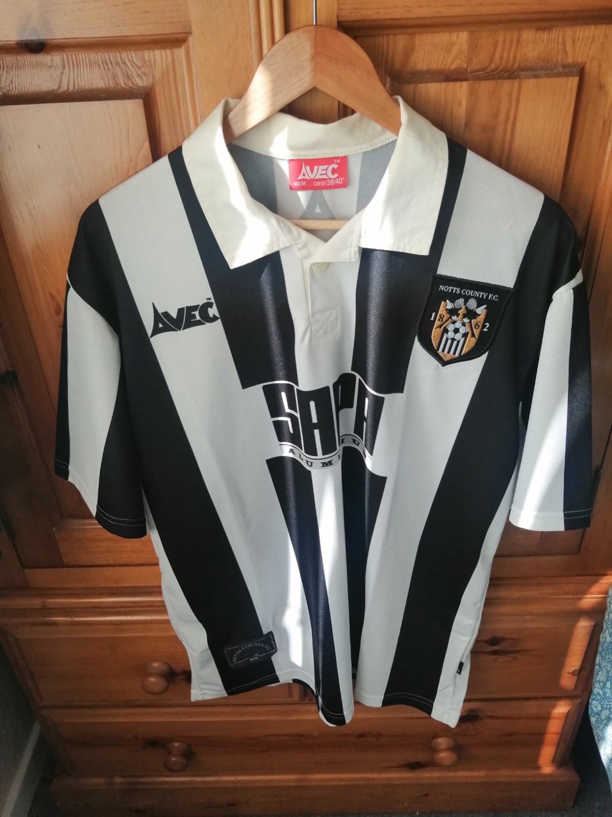Notts County Football Shirt 1997-1999 Home Medium Size (38-40) Avec for sale on Ebay
