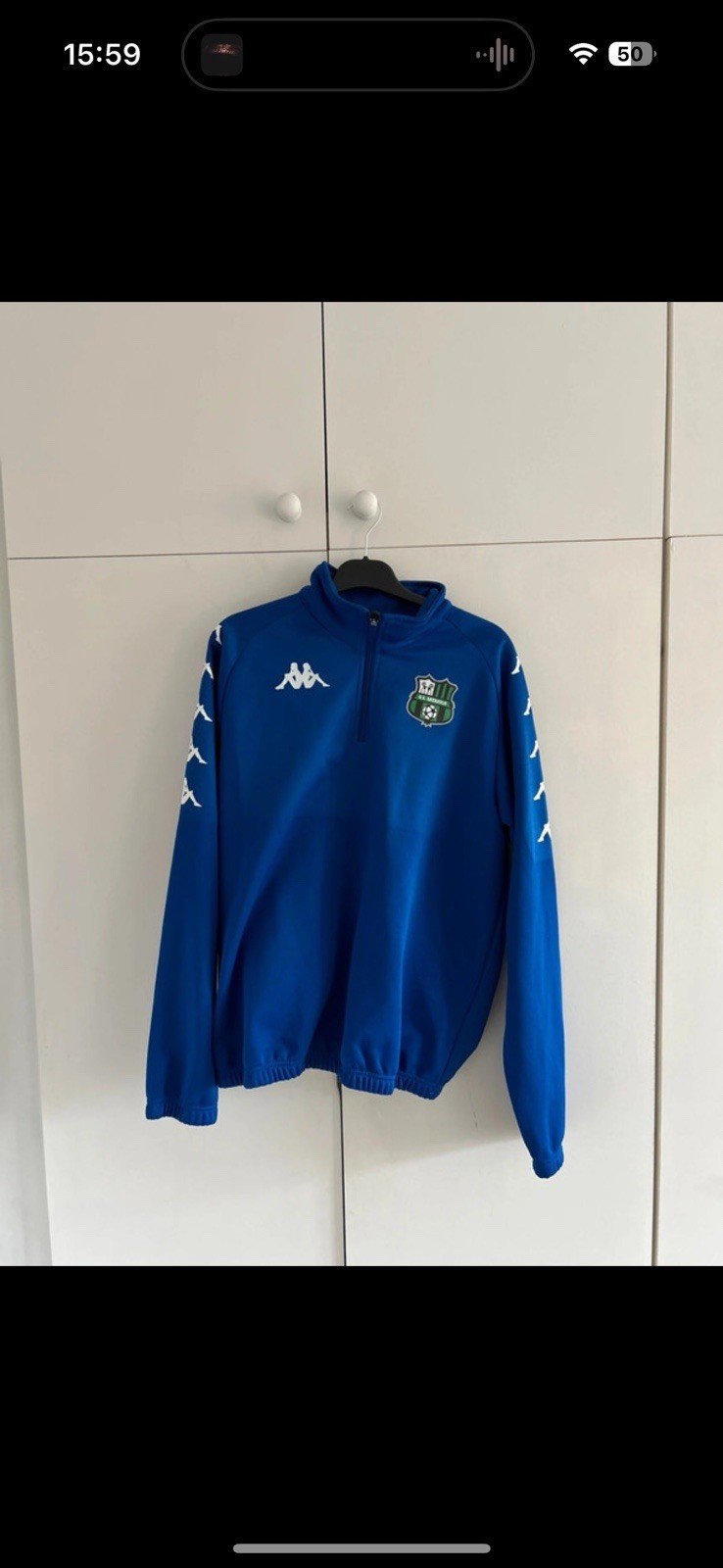 Men’s Large Blue Sassuolo FC Training Top 1/4 Zip for sale on Ebay