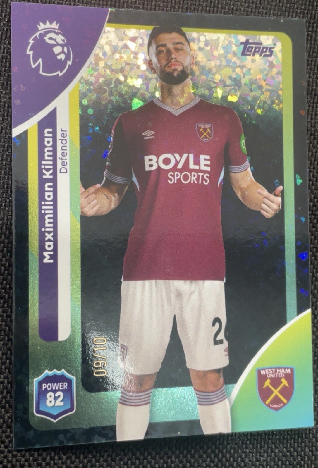 Topps 2026 Premier League Football Cards 09/10 Max Kilman West Ham Black Diamond for sale on Ebay