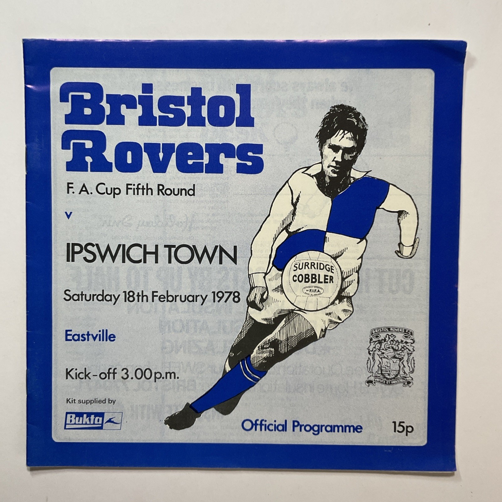 Bristol Rovers v Ipswich Town;  FA Cup 5th Round,  18th February 1978 for sale on Ebay