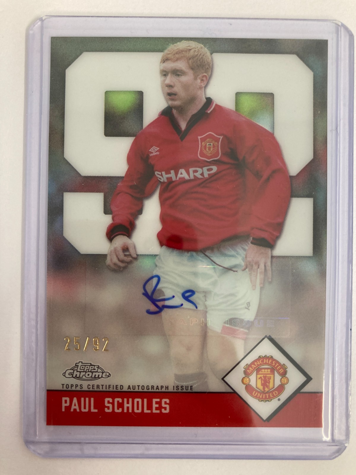 TOPPS CHROME DELUXE MANCHESTER UNITED 24/25 PAUL SCHOLES  CLASS OF 92 AUTO 25/92 for sale on Ebay
