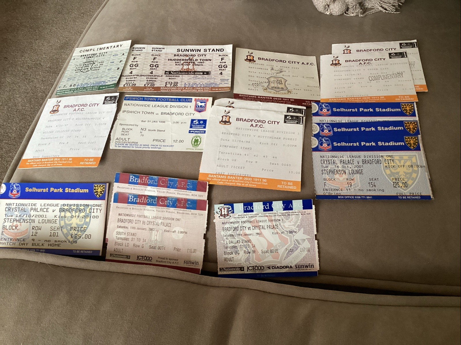 Bradford City match tickets x 16 (1990-2004) for sale on Ebay