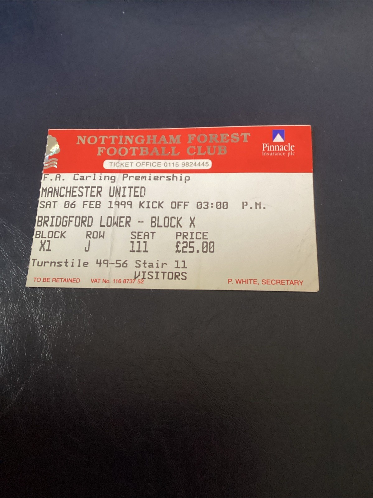 Nottingham Forest v Manchester United 1998/99 Match Ticket for sale on Ebay