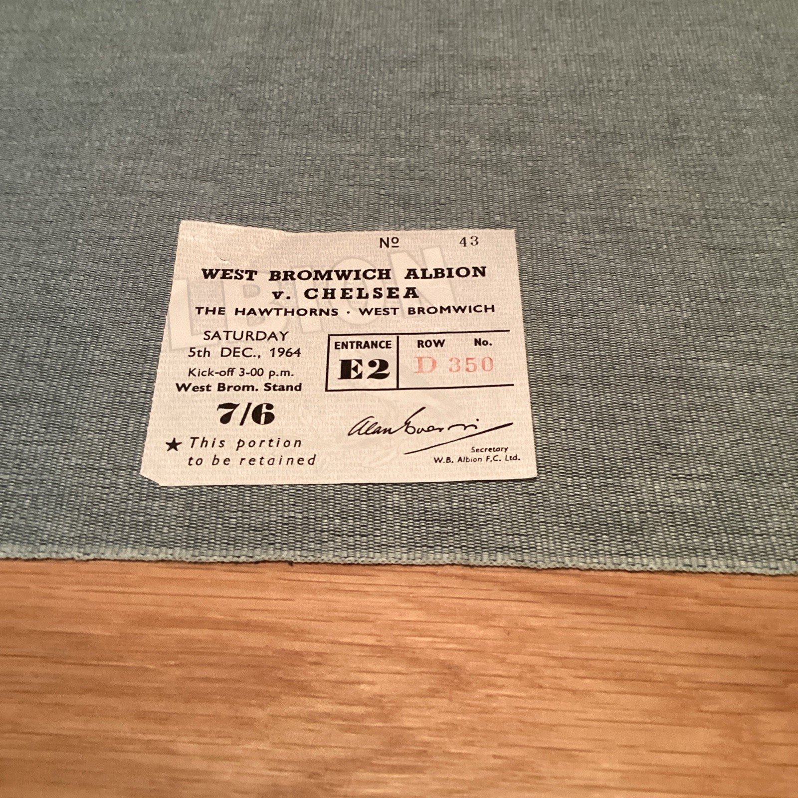 1964/5 West Brom v Chelsea Match ticket. for sale on Ebay