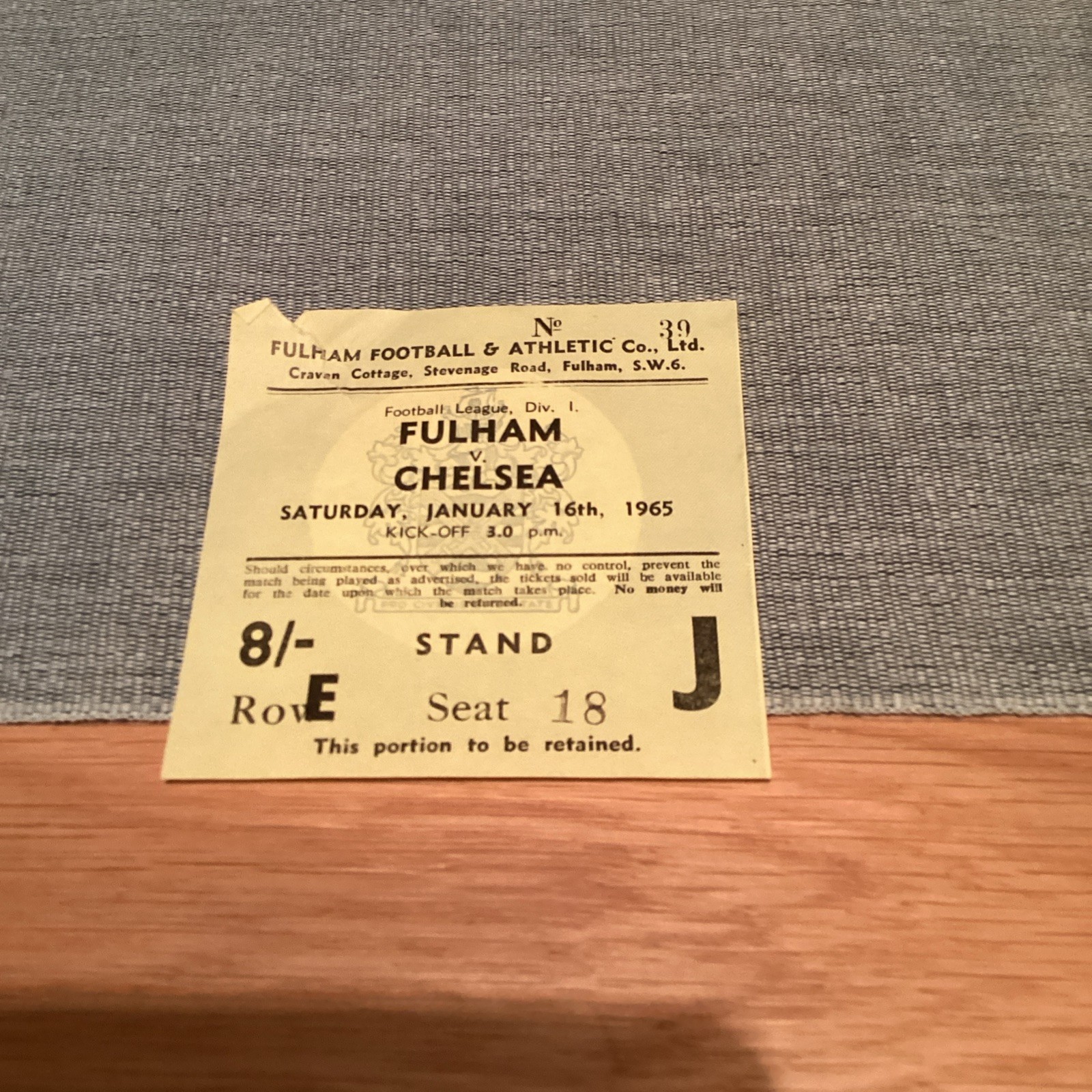 1964/5 Fulham v Chelsea Match ticket. for sale on Ebay