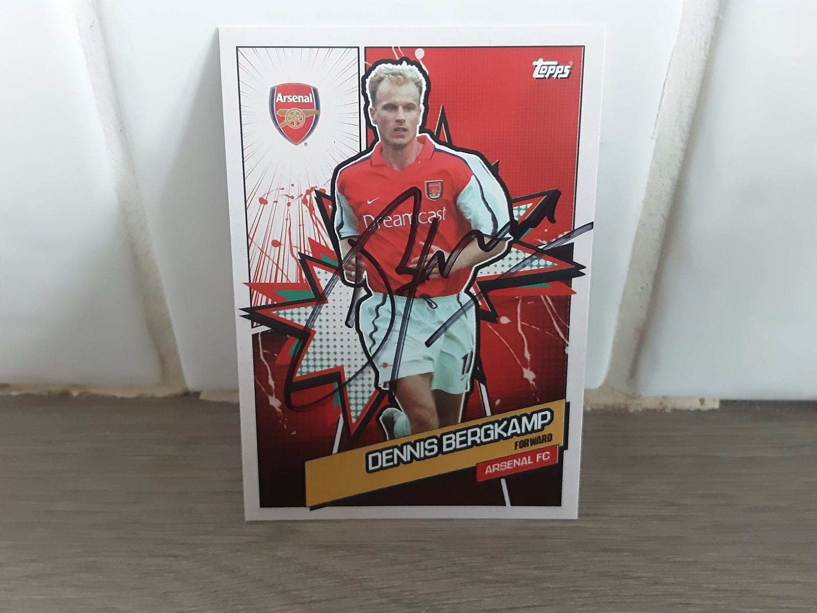 ARSENAL - DENNIS BERGKAMP Hand Signed Football trading card  for sale on Ebay