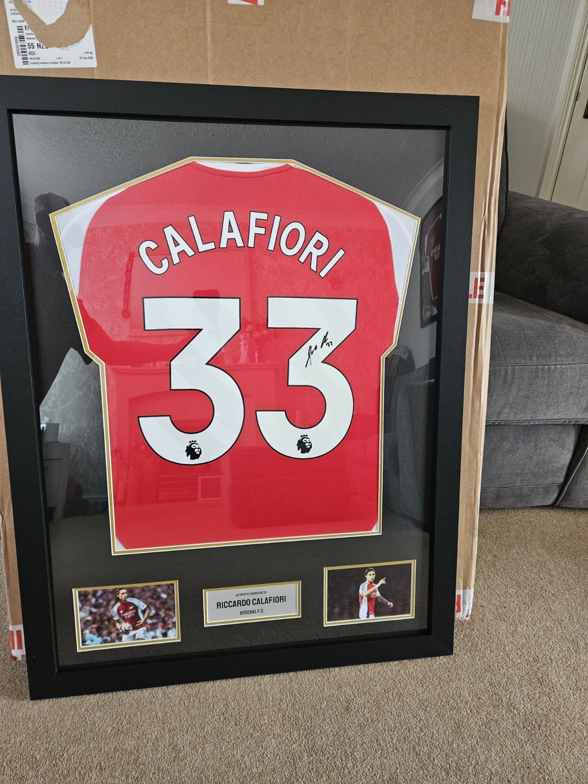 Riccardo Calafiori Signed & Framed Arsenal Shirt With COA for sale on Ebay