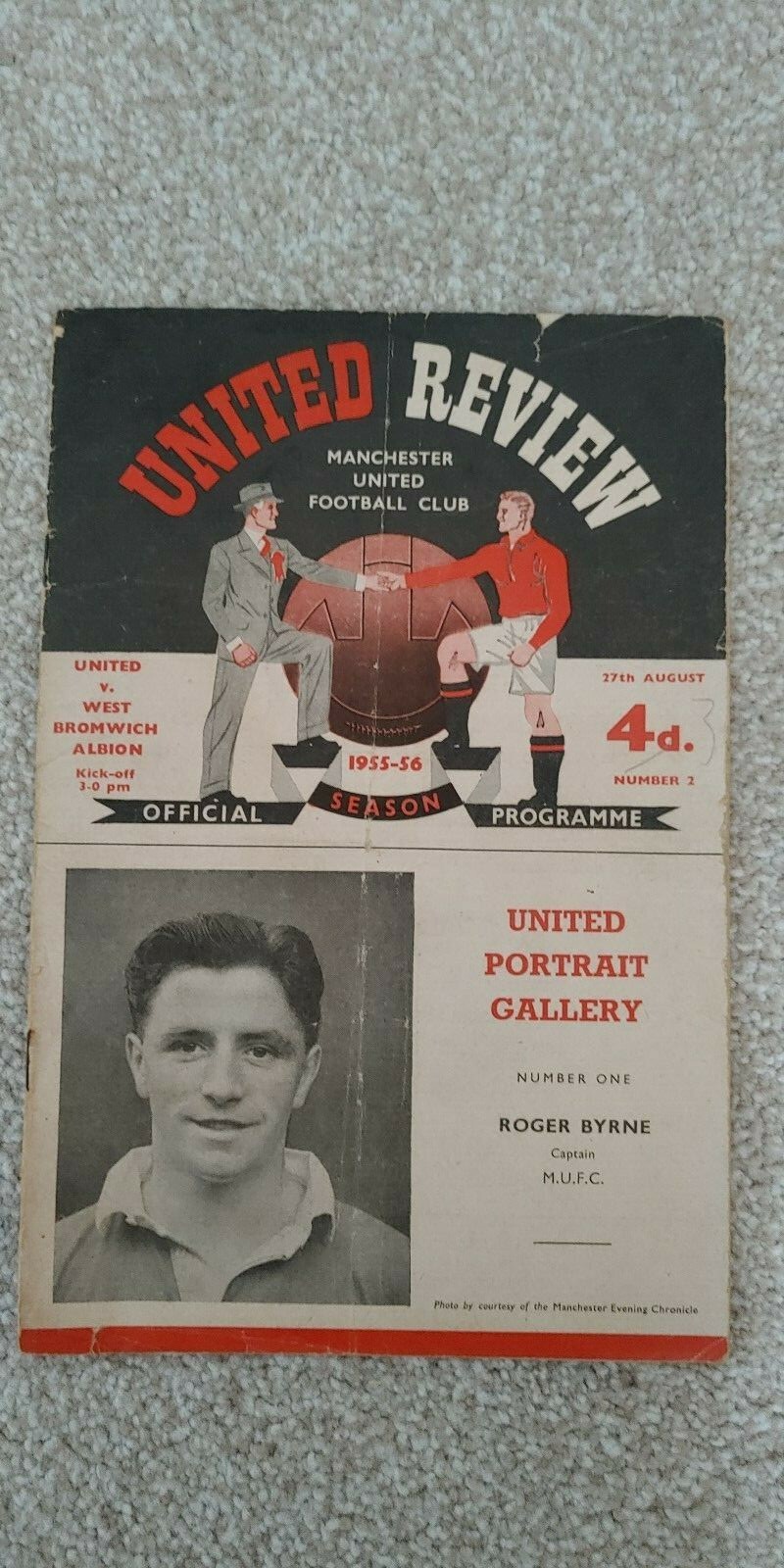 1955/1956 MANCHESTER UNITED v WEST BROMWICH ALBION, PROGRAMME NUMBER 2 for sale on Ebay