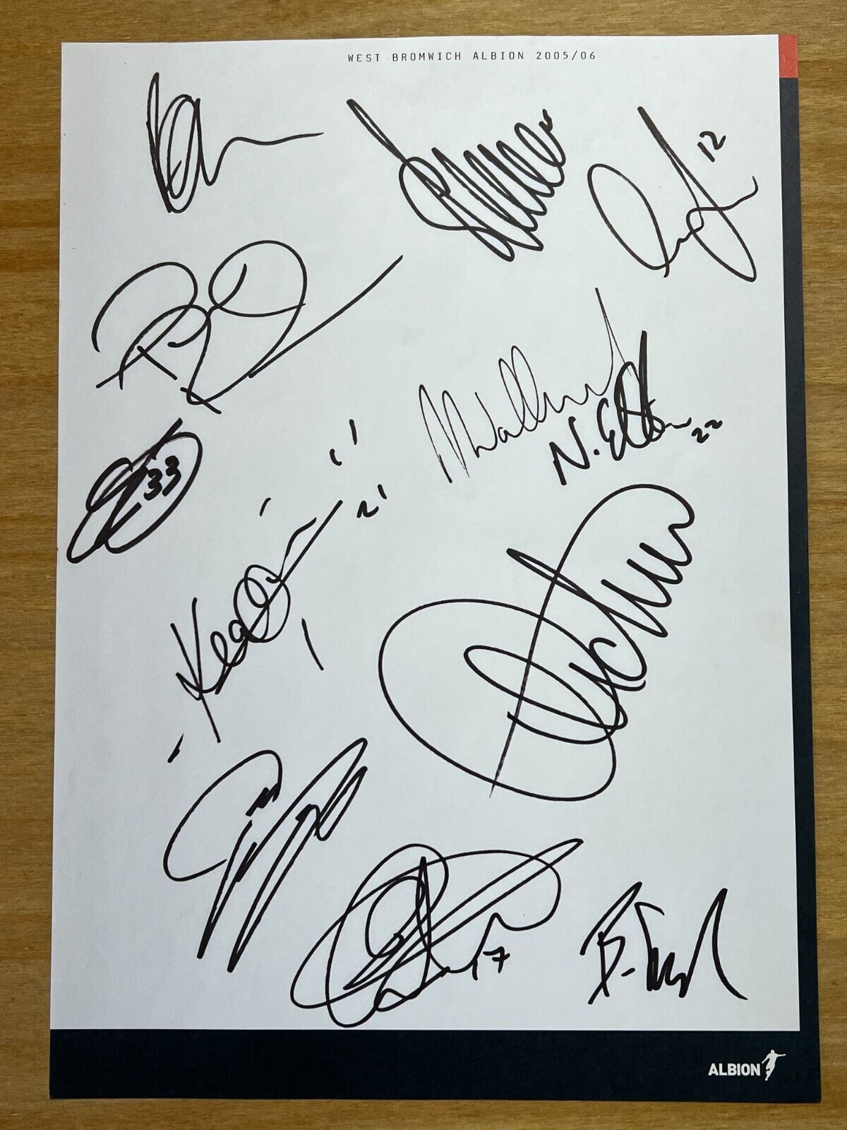 Hand Signed A4 Team Sheet - West Bromwich Albion FC 2005/06 - 12 signatures for sale on Ebay